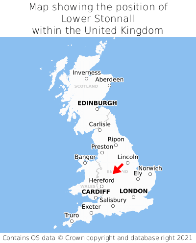 Map showing location of Lower Stonnall within the UK