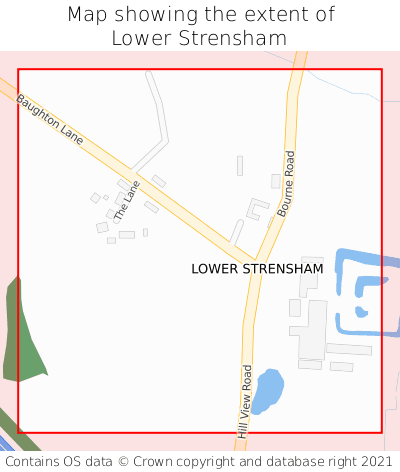 Map showing extent of Lower Strensham as bounding box