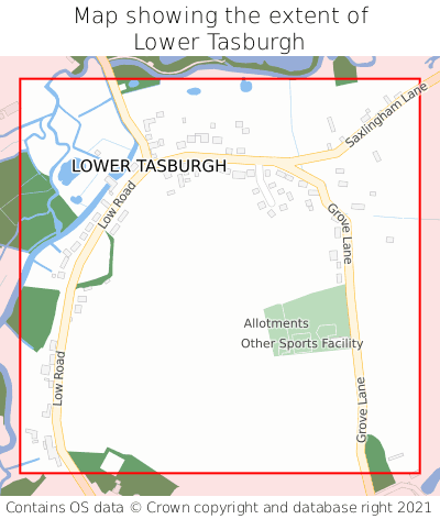 Map showing extent of Lower Tasburgh as bounding box