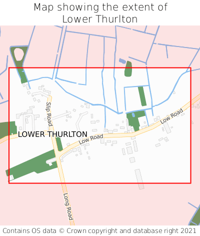 Map showing extent of Lower Thurlton as bounding box