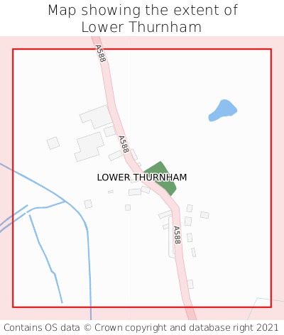 Map showing extent of Lower Thurnham as bounding box