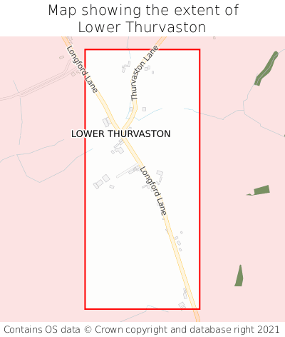 Map showing extent of Lower Thurvaston as bounding box