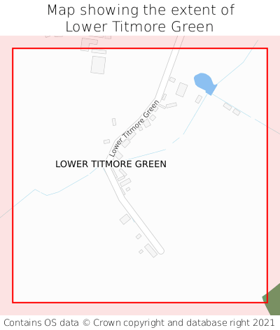 Map showing extent of Lower Titmore Green as bounding box