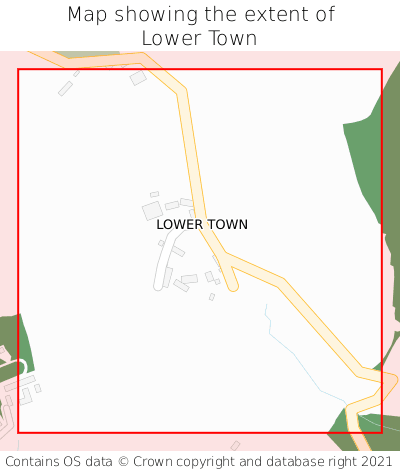 Map showing extent of Lower Town as bounding box