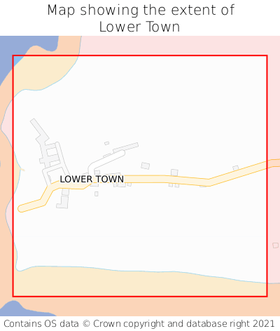 Map showing extent of Lower Town as bounding box