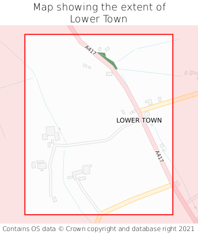 Map showing extent of Lower Town as bounding box