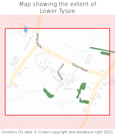 Map showing extent of Lower Tysoe as bounding box