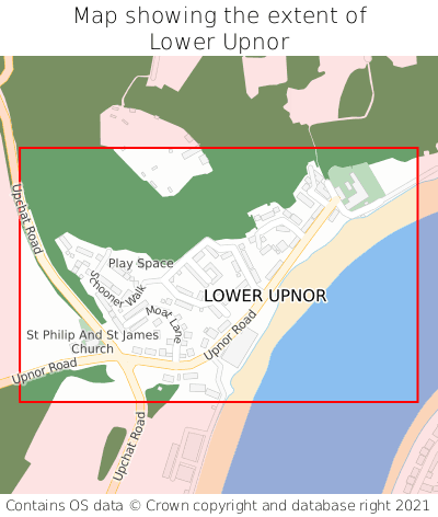 Map showing extent of Lower Upnor as bounding box