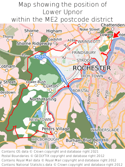 Map showing location of Lower Upnor within ME2