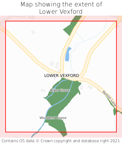 Map showing extent of Lower Vexford as bounding box