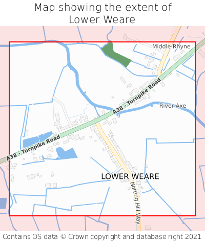 Map showing extent of Lower Weare as bounding box