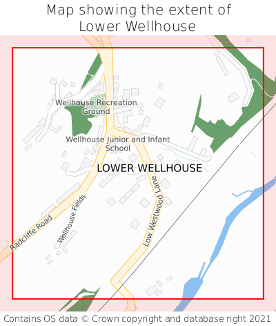 Map showing extent of Lower Wellhouse as bounding box