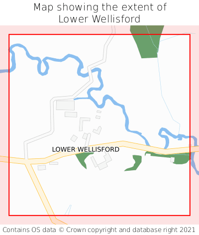 Map showing extent of Lower Wellisford as bounding box