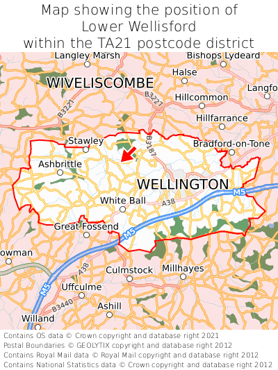 Map showing location of Lower Wellisford within TA21