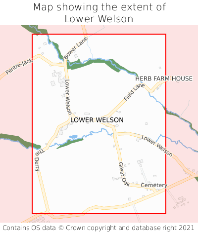 Map showing extent of Lower Welson as bounding box