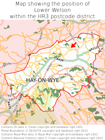 Map showing location of Lower Welson within HR3