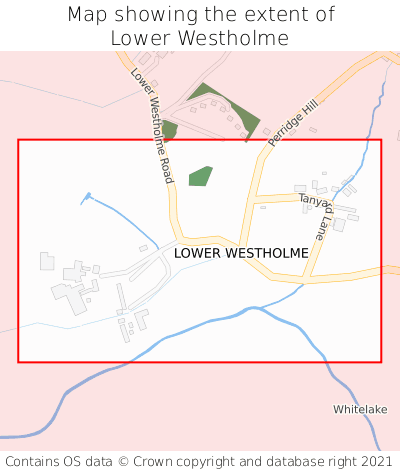 Map showing extent of Lower Westholme as bounding box