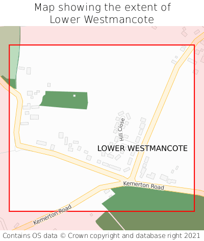 Map showing extent of Lower Westmancote as bounding box