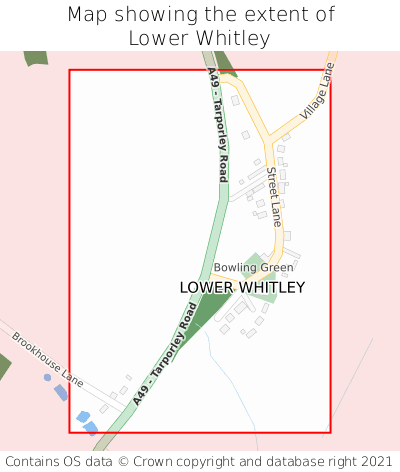 Map showing extent of Lower Whitley as bounding box