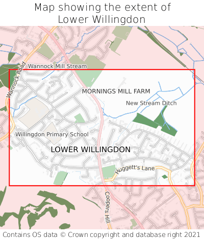 Map showing extent of Lower Willingdon as bounding box