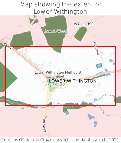 Map showing extent of Lower Withington as bounding box
