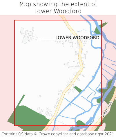 Map showing extent of Lower Woodford as bounding box