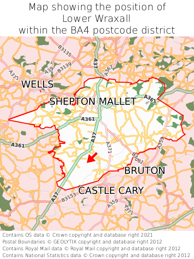 Map showing location of Lower Wraxall within BA4