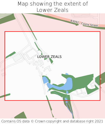 Map showing extent of Lower Zeals as bounding box