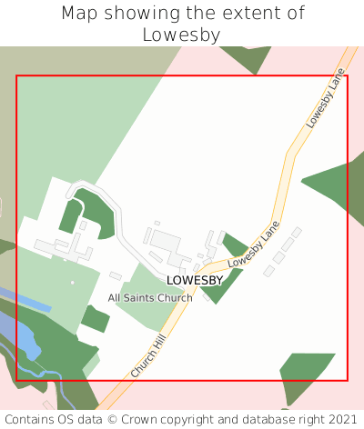 Map showing extent of Lowesby as bounding box