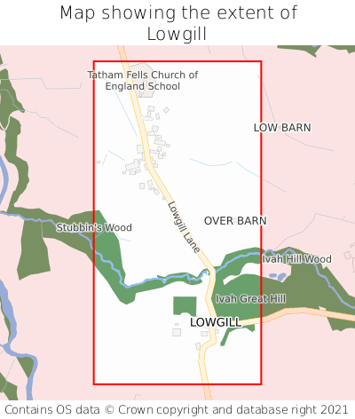 Map showing extent of Lowgill as bounding box