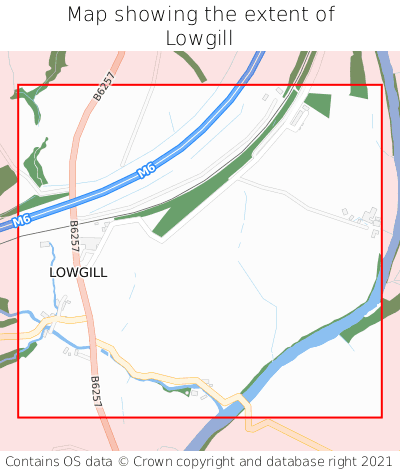 Map showing extent of Lowgill as bounding box