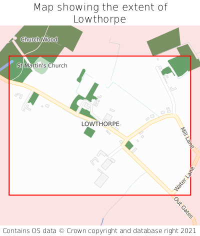 Map showing extent of Lowthorpe as bounding box