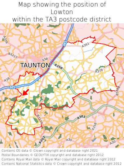 Map showing location of Lowton within TA3