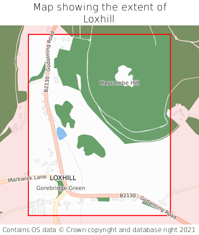 Map showing extent of Loxhill as bounding box