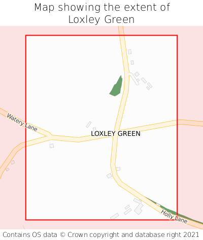 Map showing extent of Loxley Green as bounding box