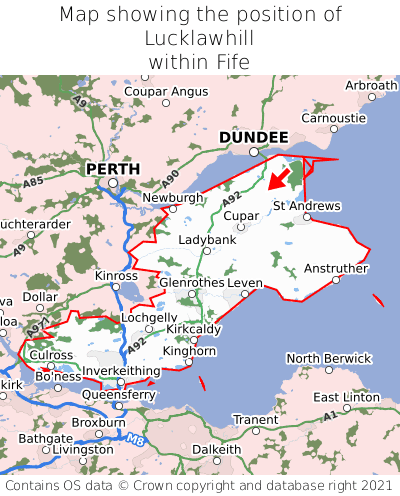 Map showing location of Lucklawhill within Fife