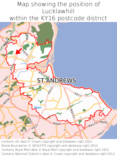 Map showing location of Lucklawhill within KY16