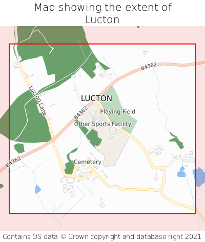 Map showing extent of Lucton as bounding box