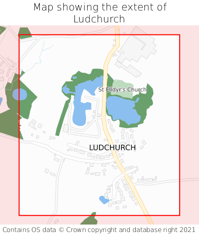 Map showing extent of Ludchurch as bounding box