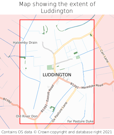 Map showing extent of Luddington as bounding box