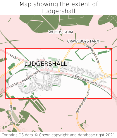 Map showing extent of Ludgershall as bounding box