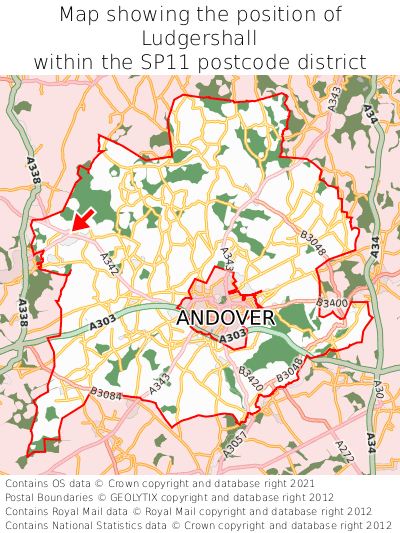 Map showing location of Ludgershall within SP11