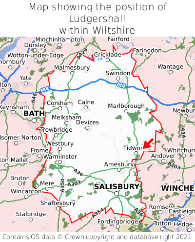 Map showing location of Ludgershall within Wiltshire