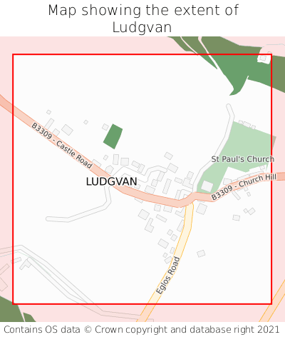 Map showing extent of Ludgvan as bounding box