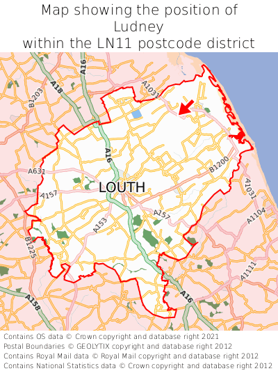 Map showing location of Ludney within LN11