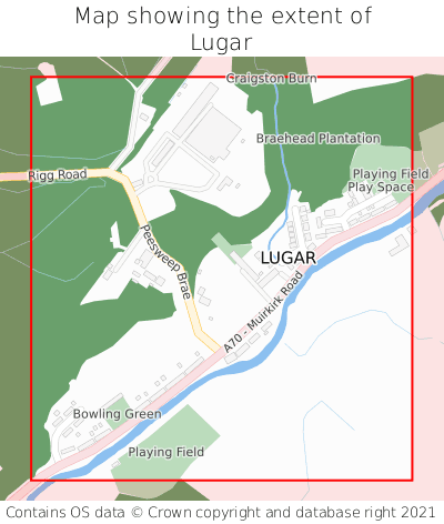 Map showing extent of Lugar as bounding box