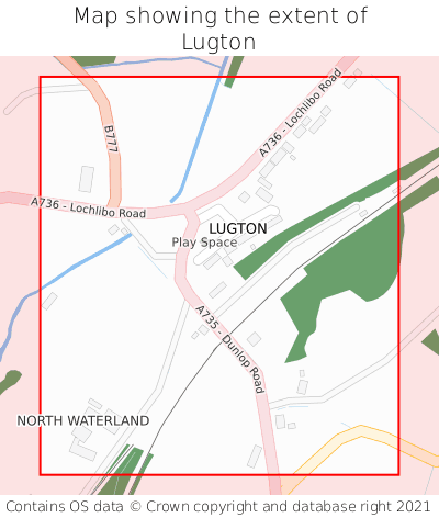 Map showing extent of Lugton as bounding box
