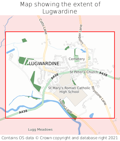 Map showing extent of Lugwardine as bounding box