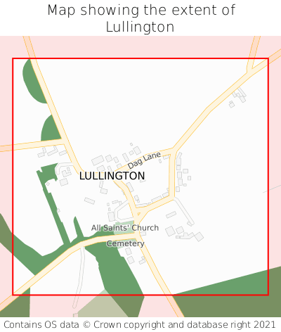 Map showing extent of Lullington as bounding box