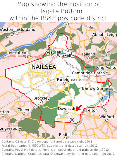 Map showing location of Lulsgate Bottom within BS48